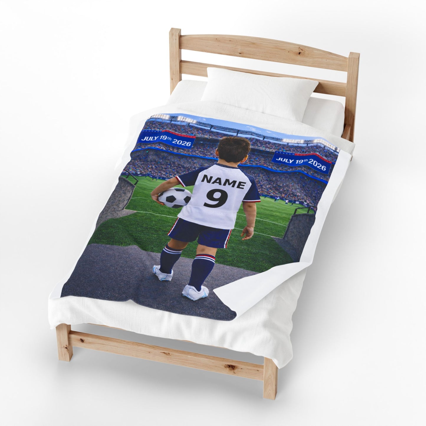 World Cup USA Like Personalized Soccer Velveteen Plush Blanket With Custom Name and Number (WC-B03-USA)