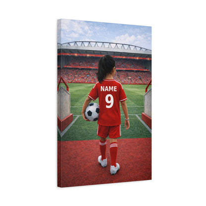 Liverpool Like Personalized Soccer Sikh Girl Canvas (Matte) With Custom Name and Number (PL-G04-LFC)