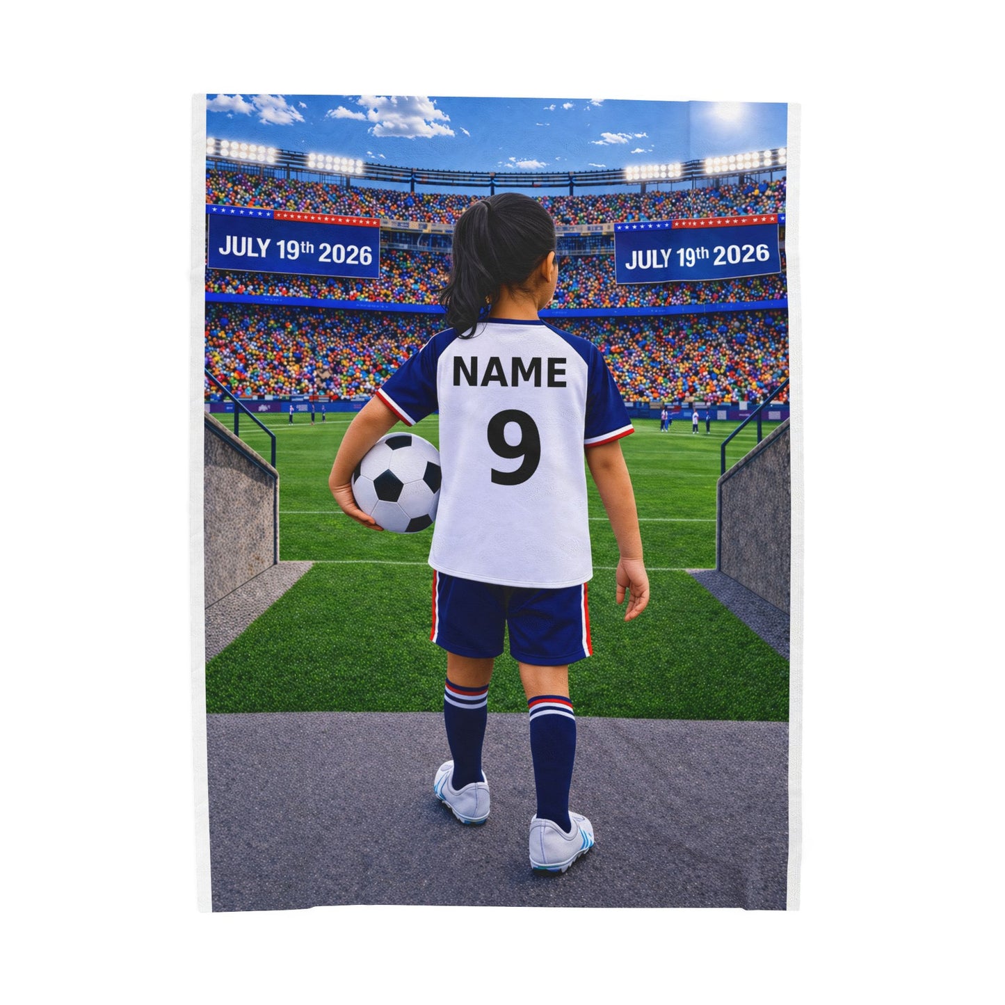 World Cup USA Like Personalized Soccer Velveteen Plush Blanket With Custom Name and Number (WC-G05-USA)