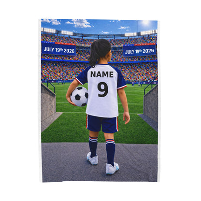 World Cup USA Like Personalized Soccer Velveteen Plush Blanket With Custom Name and Number (WC-G05-USA)