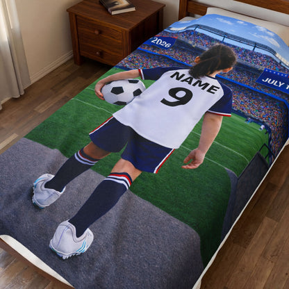 World Cup USA Like Personalized Soccer Velveteen Plush Blanket With Custom Name and Number (WC-G03-USA)