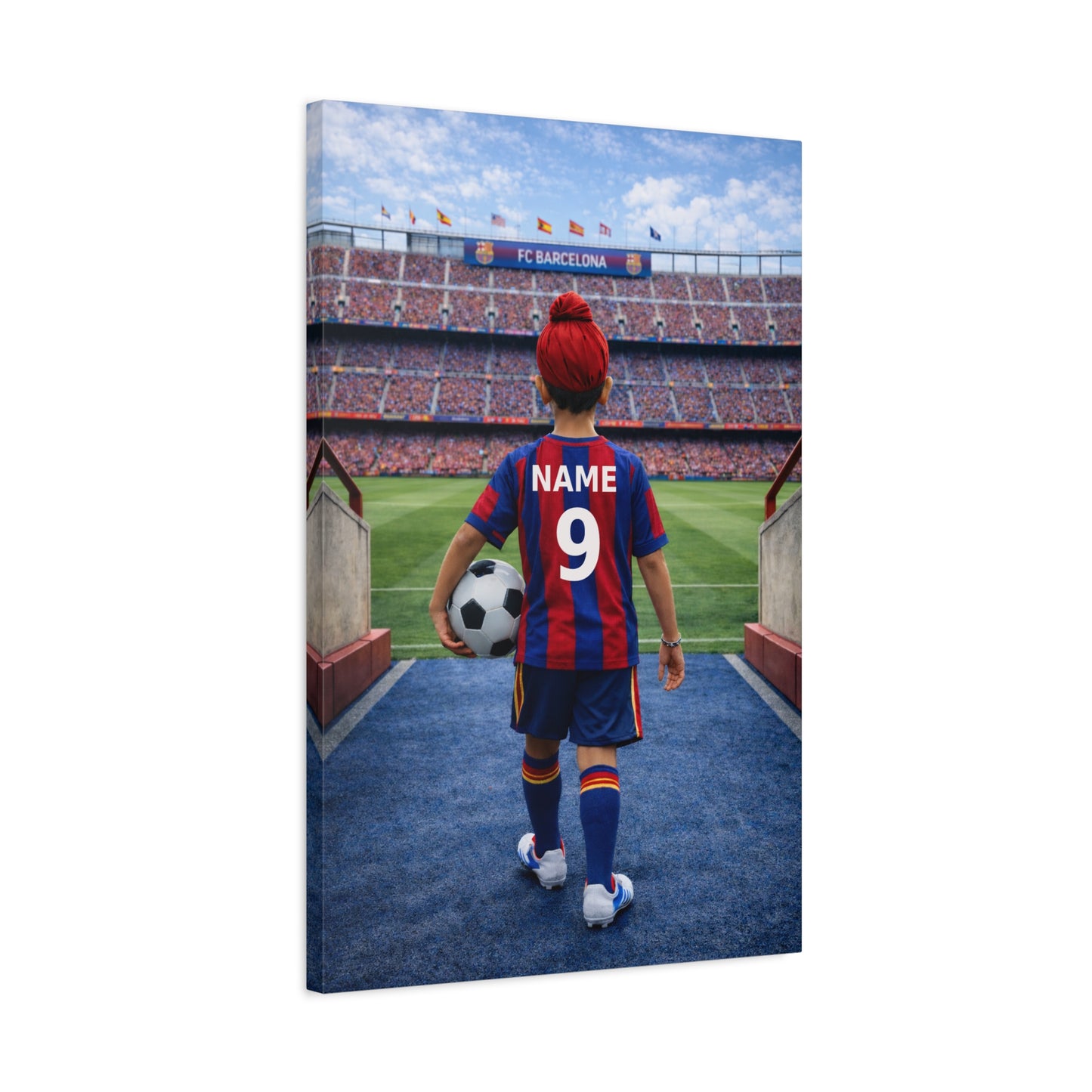 Barcelona Like Personalized Soccer Canvas (Matte) With Custom Name and Number 1 (LL-B04-BAR)