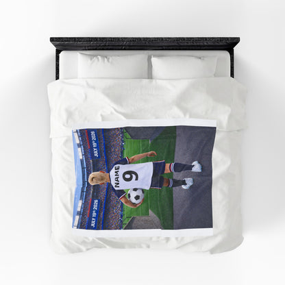 World Cup USA Like Personalized Soccer Velveteen Plush Blanket With Custom Name and Number (WC-B02-USA)