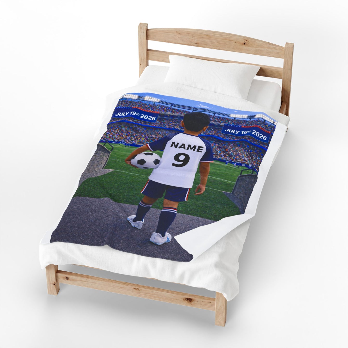 World Cup USA Like Personalized Soccer Velveteen Plush Blanket With Custom Name and Number (WC-B05-USA)