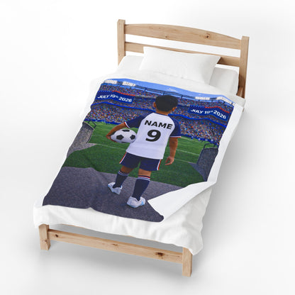 World Cup USA Like Personalized Soccer Velveteen Plush Blanket With Custom Name and Number (WC-B05-USA)