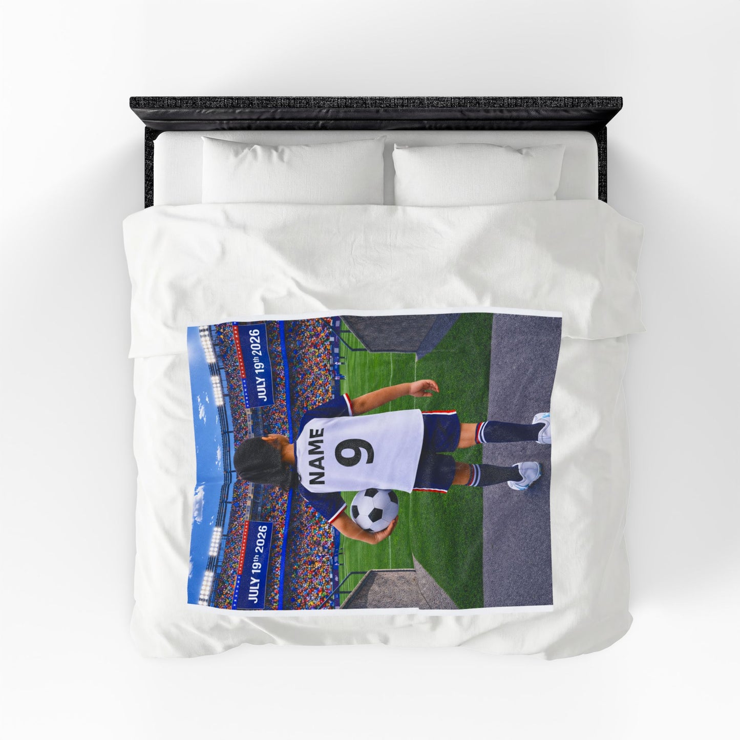 World Cup USA Like Personalized Soccer Velveteen Plush Blanket With Custom Name and Number (WC-G05-USA)