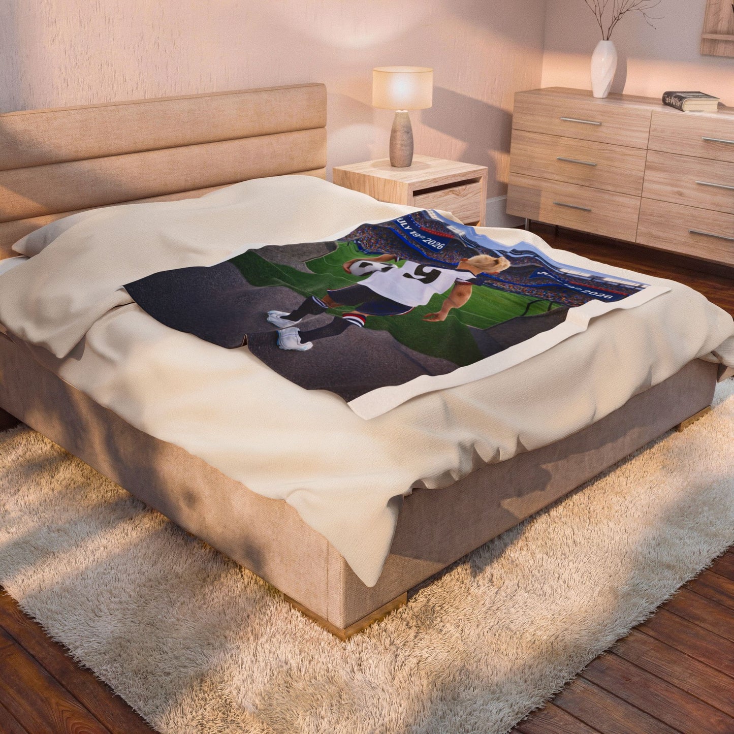 World Cup USA Like Personalized Soccer Velveteen Plush Blanket With Custom Name and Number (WC-B02-USA)
