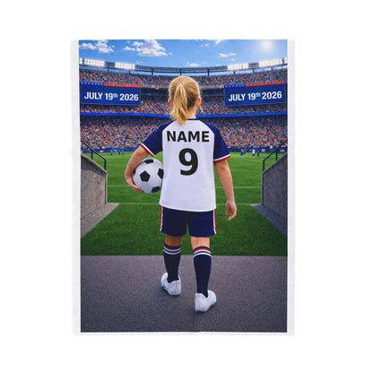 World Cup USA Like Personalized Soccer Velveteen Plush Blanket With Custom Name and Number (WC-G02-USA)