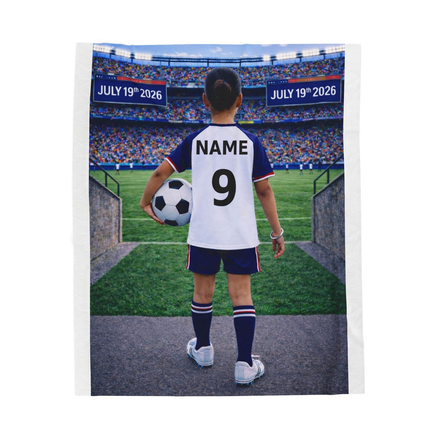 Sikh Girl World Cup USA Like Personalized Soccer Velveteen Plush Blanket With Custom Name and Number (WC-G04-USA)