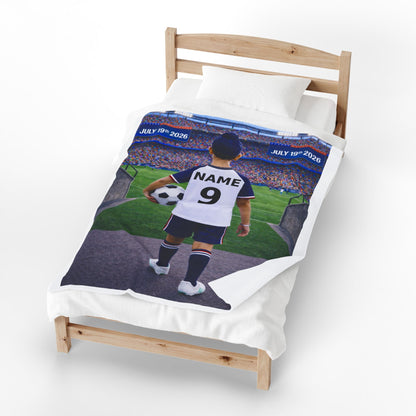 Sikh Boy World Cup USA Like Personalized Soccer Velveteen Plush Blanket With Custom Name and Number (WC-B04-USA)