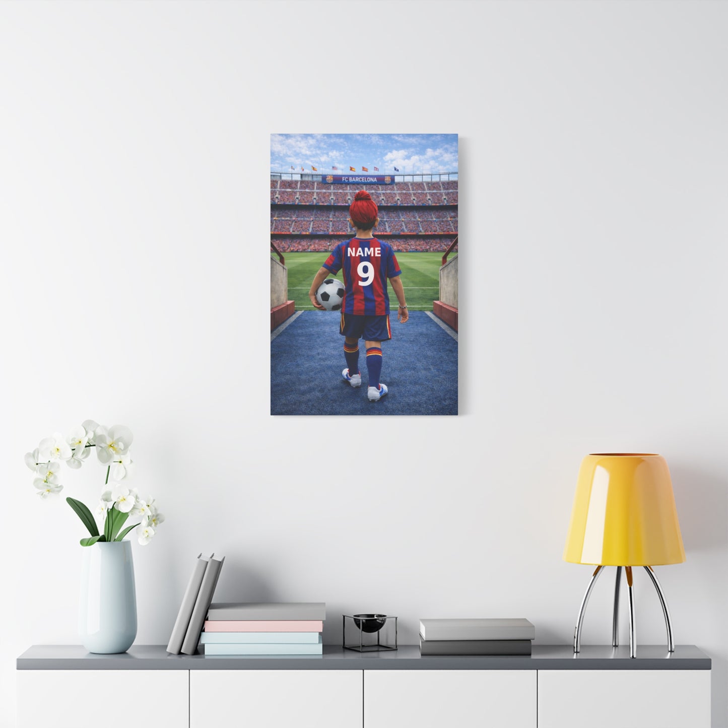 Barcelona Like Personalized Soccer Canvas (Matte) With Custom Name and Number 1 (LL-B04-BAR)