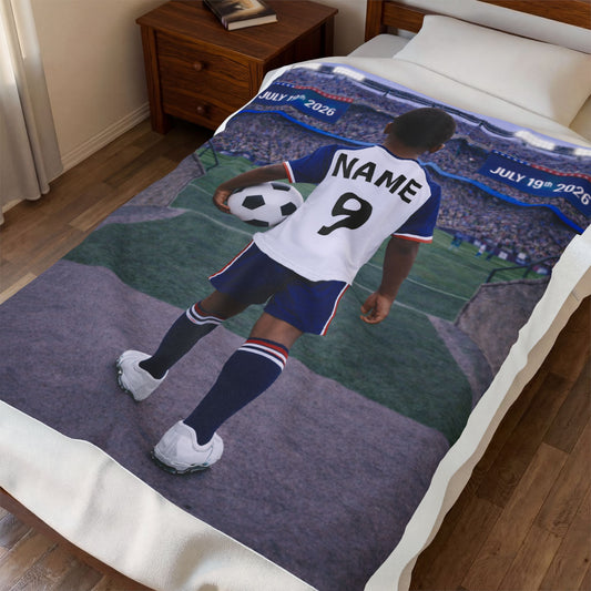 World Cup USA Like Personalized Soccer Velveteen Plush Blanket With Custom Name and Number (WC-B01-USA)